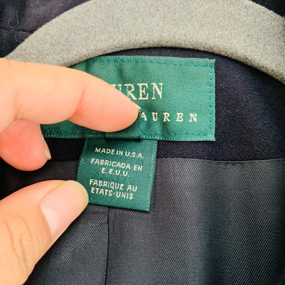 Vintage Lauren Ralph Lauren Navy Wool Crested Blazer Pocket Patch Size 8 - Picture 4 of 10